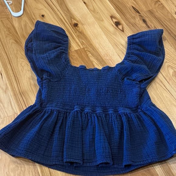 Blue Ruffled Sleeve Top - Picture 3 of 4